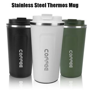 Hot 380/510ML Thermo Cafe Leak Proof Travel Thermo Cup Double Stainless Steel for Tea Water Coffee Coffee Mug Car Thermos Mug HW