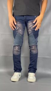 Celana Jeans Denim Panjang Cargo Bikers Resleting Skiny Slimfiit Pria