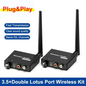 2.4G 50M Wireless Audio Transmitter and Receiver R/L 3.5mm RCA Audio Extender for Phone Laptop PC Projector To Amplifier Speaker