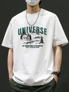 Áo Thun Nam Tay Ngắn Cotton Nguyên Chất Thoáng Khí in Họa Tiết Mùa Hè Thời Trang Thường Ngày Phong Cách Nhật Bản Giản Dị