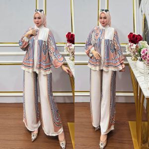 SETELAN Wanita Bahan Rayon Premium Kancing Motif