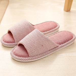 Spring & Fall Winter Four Season Flax Cotton Linen Fabric Slippers Man and Woman Cartoon Household Non Slip Lovely Bedroom Summer