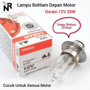 Lampu Bohlam Halogen Depan Osram 12V 35W Cocok Untuk Semua Motor Universal Beat FI Gran Supra Jupiter Mio Vega dan lain lain isi 12V 35 Watt Bohlam Depan Utama Motor Matic dan Bebek Nyaala Kuning 12V 35W