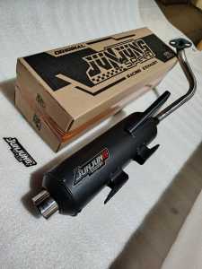 Knalpot standar racing full sarangan original Junjun6 Speed AT-01 Black Coating Bas Ademmm motor all matic