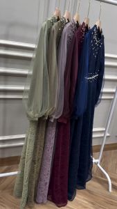 Dress Exclusive Modern Nadine Gamis Lebaran Terbaru Dress Kondangan Gamis Brukat Maxi Pesta Lamaran Tunangan Kekinian