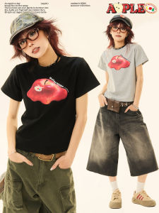 American Vintage Apple Print Crew-Neck Short-Sleeve Tee