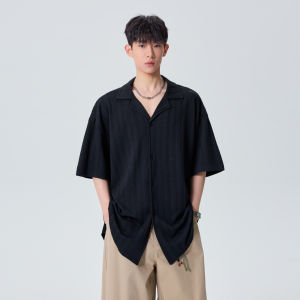 WUKONGYOUHUO | Textured Cuban Collar Loose Casual Summer Shirt