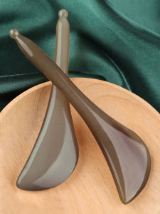 White Buffalo Horn Stroking Stick Womens Facial Gua Sha Board Universal Eye Massager Face Lymph Home Care Personal Health