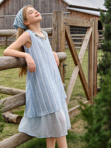 DOMIO | Summer New Country Style Fake Two-Piece Sleeveless Dress