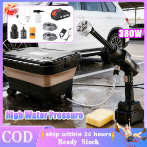 21V Lithium Battery Pressure Washer With Folding Tank Portable Cordless Pressure Washer High-Pressure Water Pump Handheld Garden Sprayer Car Washer 6-In-1 Nozzle Cleaning Tool 5M Hose For Car Motorcycle Floor Wall Fence