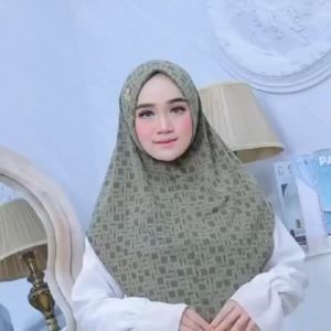 Bergo Instan Daniella Malay Bahan Jersey Knit Motif Printing By Elma Hijab