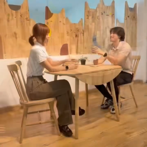 Natural Signature 3900AT Bloomy Round Drop-leaf Table/Solid wooden dining table/花季折叠方圆两用桌/实木餐桌 #DT #SNW