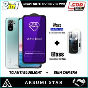 PROMO PAKET MURAH 3 IN 1 Tempered Glass Redmi Note 10 / 10S / 10 Pro Anti Gores Kaca + Camera Lens + Skin Carbon