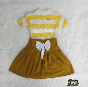 avilla - setelan anaksetelan baju blaster rajut anak perempuanbaju dan rok anak perempuan 1-6 tahn