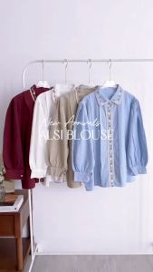 Tunik Jumbo Alsi/Atasan Wanita Jumbo/Tunik Polo Linen/Atasan Wanita Kasual/Blouse Wanita/Kemeja Wanita Jumbo/Blouse Wanita Resmi