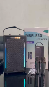 ลำโพงบลูทูธ SK-2071 แถมไมค์ลอย2ตัว กำลังขับ20W เสียงเบสแน่น รองรับAUX TF USB ปรับเสียงไมค์ได้ มีสายหิ้ว พกพาสะดวก แบตในตัว