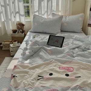 Korean Cute Cat Pattern Patchwork Washable Summer Quilt