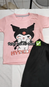 Baju Kaos Setelan Anak Perempuan Karakter Kartun Motif Kuromi Berdiri Lucu Usia 1 - 10 Tahun - DTF