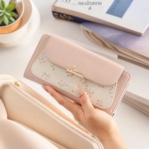 กระเป๋าสตางค์ใบยาวผู้หญิงพิมพ์ลายใหม่ หนัง PU เวอร์ชั่นเกาหลี พับหลายช่อง กระเป๋าเงินเหรียญนักเรียน มัลติฟังก์ชั่น แฟชั่น