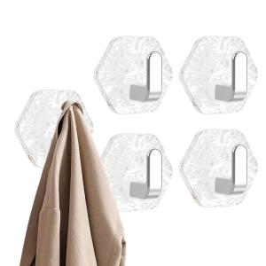 Glacier Pattern Hook Transparent Luxury Bathroom No-Drill Wall-Mounted Adhesive Hook Traceless Strong Sticky Hook Over-the-D