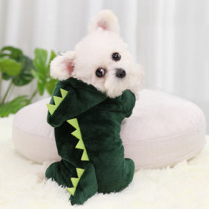 Thickened Dinosaur Transformation Clothes for Small Dogs like Teddy Bichon Pomeranian Yorkie Schnauzer Pet Apparel Autumn Winter