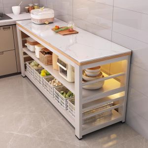Modern Simplicity Double Layer Kitchen Table Stand Microwave Oven Storage Rack Floor Mounted Kitchen Workstation Organizer