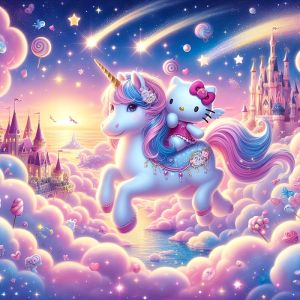 TOPTOY | 1000/500 PCS Jigsaw Puzzles Sanrio Hello Kitty and Unicorn Home Decor Games Landscape Puzzles Educational Toys Birthday Gifts