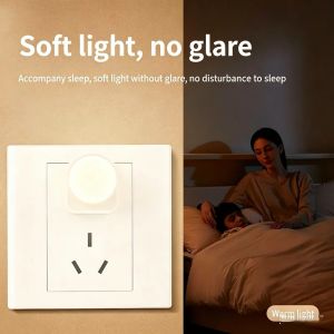 Round USB Night Light Mini LED Plug-in Lamp Warm & Cool White Light Portable USB Nightlight for Bedroom Nursery Car Power