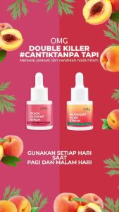 OMG Oh My Glow Serum Peach Glowing & Mugwort Acne 20ml - 10X Essence Serum - Serum Wajah - Ratu Kosmetik Online