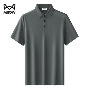miiow | Mens Short Sleeve Polo Shirt Ice Oxygen Silk Cotton Breathable Seamless Comfortable T-shirt Summer New Style MiiOW Cat Person