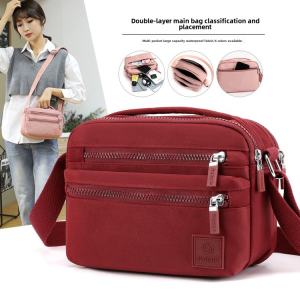 Middle-Aged Mom Style Small Bag Womens Summer New New Arrival Easiest for Match Messenger Bag Womens Casual Pure Color Multi-Layer Small Square Bag Fashion