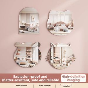 Self-adhesive Soft Cartoon Bath Mirror Sheet Wall-mounted Without Drilling