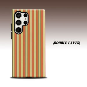 orange yellow vertical stripe For Samsung Galaxy S26 S25 S24 A56 A36 Dual Layer Luxury Fashion Full Lens Protective Case