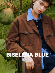 Bessie Autumn New Loose Lapel Suede Suit Jacket Womens Fashion Commute Style Polyester Fiber Long Sleeve Single Button