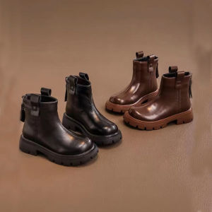 QBELY New Girls Short Boots Simple Non-slip Kids Fashion Casual Versatile Round-toe Princess Ankle Boots Drop Shipping Child Shoe