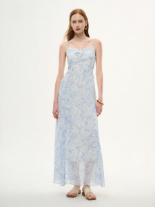 Gloria | Silk Spaghetti Strap Summer Elegant Printed Dress