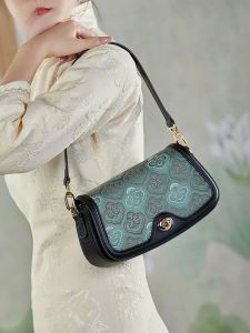 Zooler Embroidered Leather Crossbody Bag for Middle-Aged Women Fashionable Casual Single Shoulder Bag Small Size