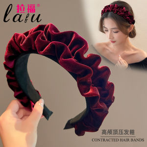 Fall and Winter Red Hair Band Womens High Skull Top Hairpin 2024 New Style Hair Band Face Wash Hair Band Wide Brim Hair Pressing Bundle Headdress