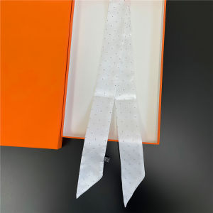 Womens Decorative Silk Scarf Handle Bag Tie Bowtie Neck Warmer Multi-Functional Long Rectangle Patterned Dot Fake Silk
