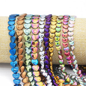 6/8MM BlueGold ColorRedPurple Peach Heart Hematite Natural Stone Spacer Loose Beads For Jewelry Making Diy Bracelets Necklace