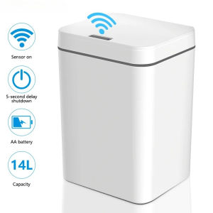 Konco Smart Trash Can Bathroom Garbage Can with Motion Sensor Lid14L No Touch Kitchen Trashcanfor BedroomRVToiletLaundryOffice