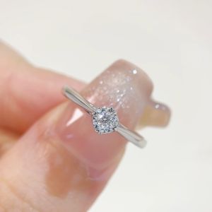 LAZO DIAMOND Love Mark Miracle Solitaire Diamond Ring in 375/9K White Gold