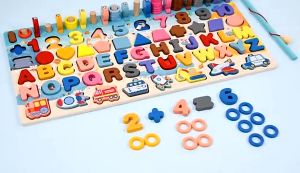 JoyToy Mainan Edukasi Puzzle Kayu Anak Huruf/Angka/Buah/Transportasi/Hewan Pancing Mencocokkan