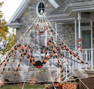 30/50/75/150/200cm Halloween simulation seven-color/black spider haunted house bar horror outdoor decoration props spider web.