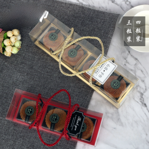 Transparent Moon Cake Packaging Box Creative Satchel Cantonese Cold Cover Green Bean Cake High-End Hotel Gift Box Packaging 3/4 Tablets