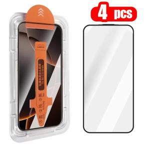 1-4PCS 8K Dust Free Easy Install Screen Protector For iPhone 18 Pro Max 17 16 15 14 13 11 12 Mini 17promax 18pro Tempered Glass