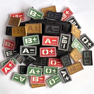 Blood Type A B AB O POS NEG Emblem Rubber PVC Patches with HookMilitary Stickers Tactical Applique Badges For BackpackArmband