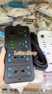 Ổ Cắm Điện Đa Năng Thông Minh NĐ 634 Màu Đen Và Đen Trắng Có Type C và Cổng Sạc Usb 0 - Phích Cắm Điện Chịu Tải 2500W Dây Dài 5 Mét 3 Chấu 2 Chấu - Ổ Cắm Đa Năng LALUX