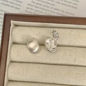 Versatile 925 Sterling Silver Needle Earrings with Metal Brushed Surface No Piercing Required for Women Simple Elegance Mosquito Coil Clip-On Earrings