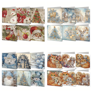 6 DIY diamond painting paper Christmas/animal pattern greeting cards and postcards Christmas gifts